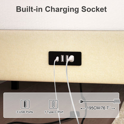 Feature graphic highlighting storage, LED lighting and USB ports of the Foothill bed.