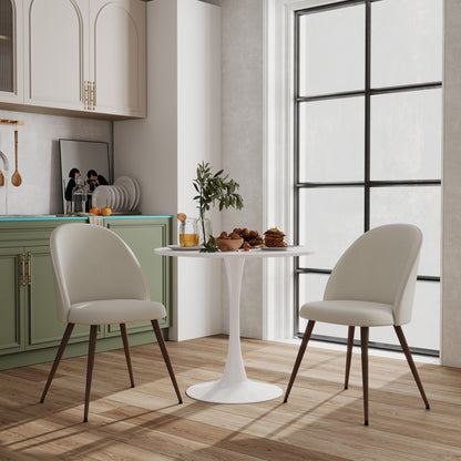 Haven Fabric Dining Chairs with Walnut-Look Legs, Set of 2, Beige