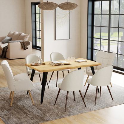 Lancelot Live-Edge Wood-Grain Dining Table, 63", Oak