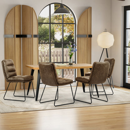 Lancelot Wooden Dining Table Set with Steffen Side Chairs, 5-Piece Set, Brown Faux Leather