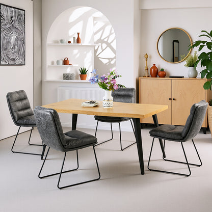Lancelot Wooden Dining Table Set with Steffen Side Chairs, 5-Piece Set, Grey Faux Leather