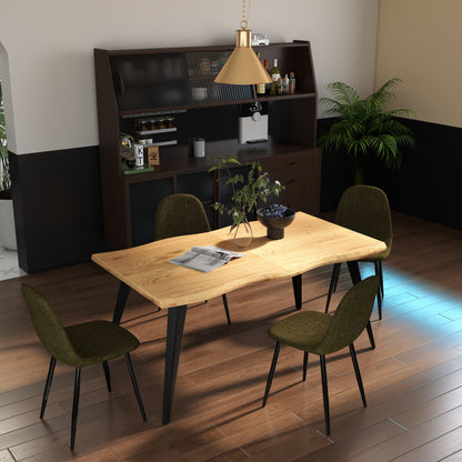 Lancelot Oak-Color Dining Set, 5-Piece with Charlton Green Chairs