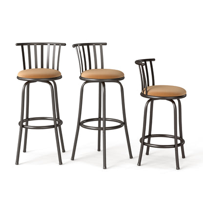 Pistil 24"/29" Adjustable Swivel Counter & Bar Stools, Set of 3, Beige & Black