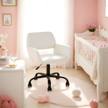 Ross Chenille Swivel Office Chair, Adjustable Height, Cream