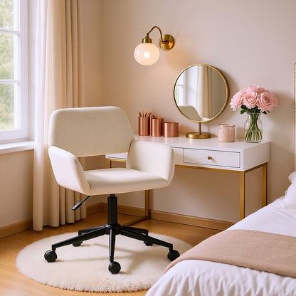 Ross Chenille Swivel Office Chair, Adjustable Height, Cream