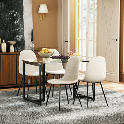 Charlton Mid-Century Dining Chair Set of 4, Barrel Beige