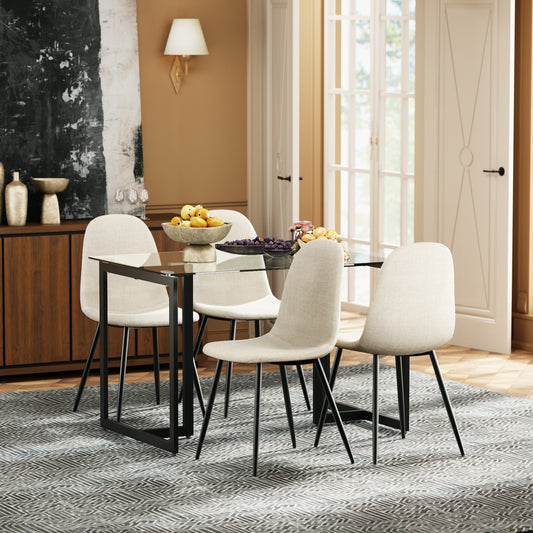 Charlton Mid-Century Dining Chair Set of 4, Barrel Beige