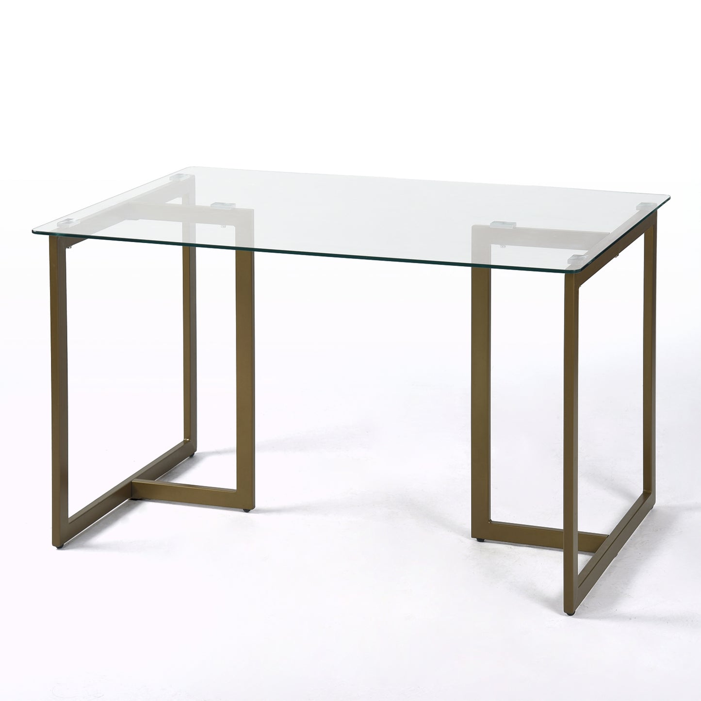 Slip Glass Top Dining Table, 47.2" Rectangular, Golden Metal Base