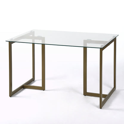 Slip Glass Top Dining Table, 47.2" Rectangular, Golden Metal Base