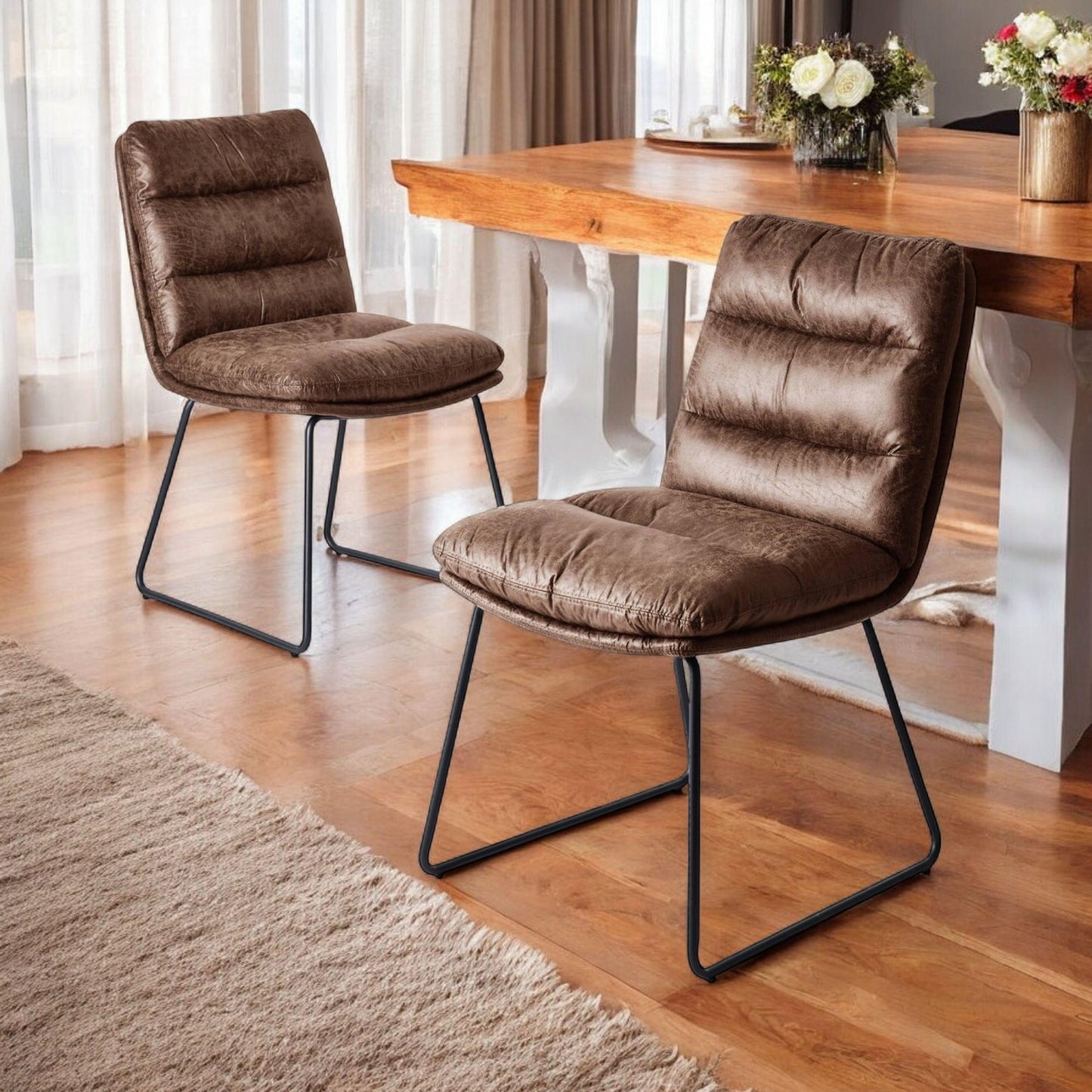 Steffen Faux Leather Dining Chairs, Set of 2, Brown