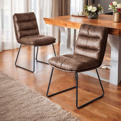 Steffen Faux Leather Dining Chairs, Set of 2, Brown