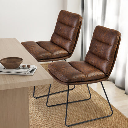 Steffen Faux Leather Dining Chairs, Set of 2, Brown