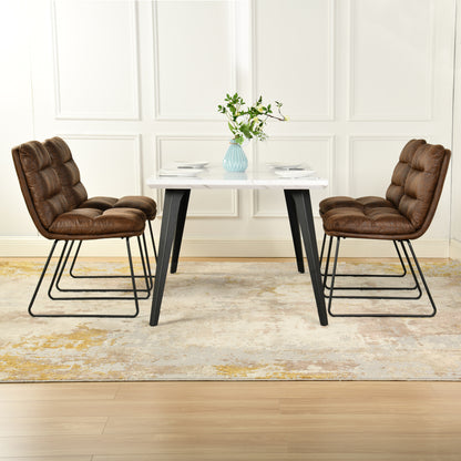 Stan Marble-Look Dining Table with Steffen Faux Leather Chairs, 5-Piece Set, Brown