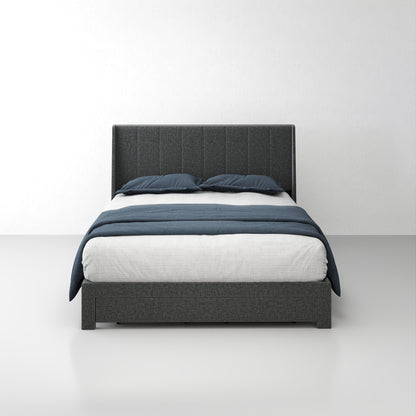 Summit Upholstered Storage Bed Frame with USB Charging, Queen, Grey