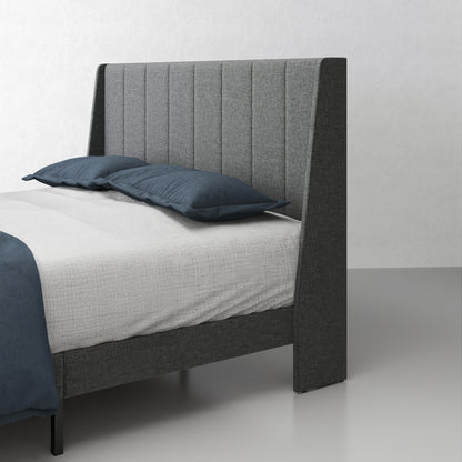 Summit Upholstered Storage Bed Frame with USB Charging, Queen, Grey