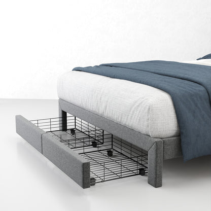 Summit Upholstered Storage Bed Frame with USB Charging, Queen, Grey