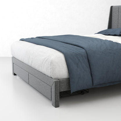Summit Upholstered Storage Bed Frame with USB Charging, Queen, Grey