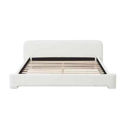 Aveline Boucle Upholstered Platform Bed, King, White