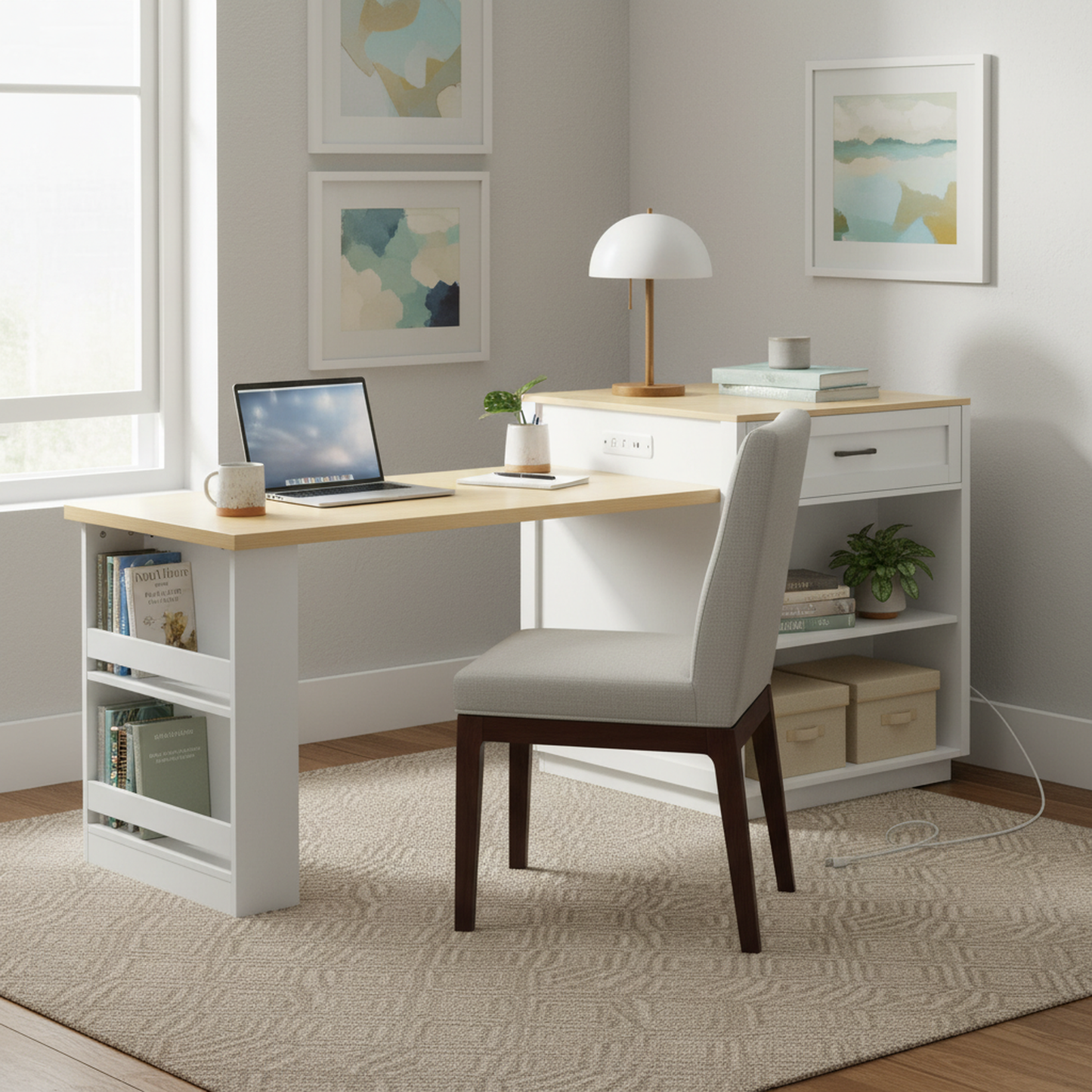 Kinsey Kitchen Island with Extendable Dining Table, White