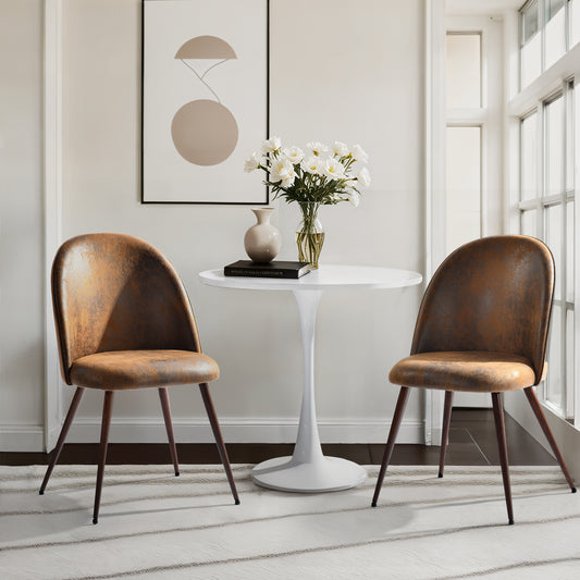 Haven Faux Suede Dining Chairs with Walnut-Look Legs, Set of 2, Brown