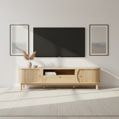 Linden TV Stand, 65", Light Wood