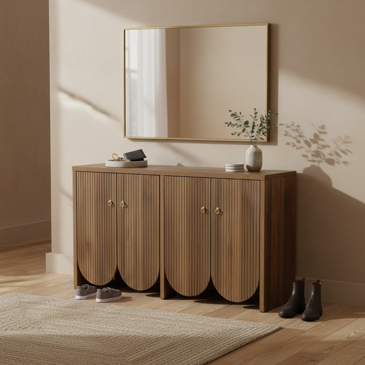 Maribel Storage Shoe Cabinet, Brown Wood-Look