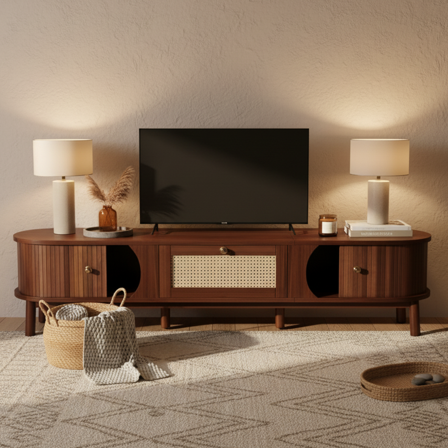 Marlowe TV Stand, 67", Walnut Wood-Pattern