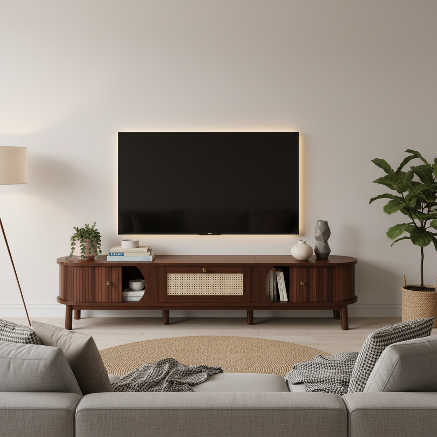 Marlowe TV Stand, 67", Walnut Wood-Pattern