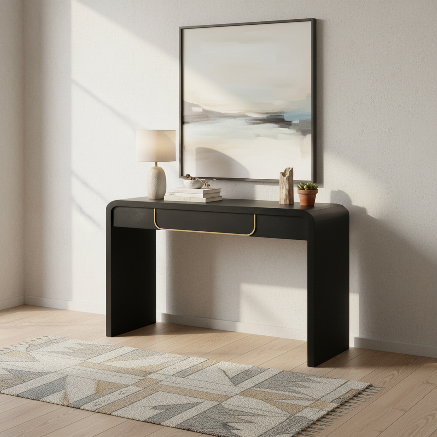 Noirvale Console Table, 47.25", Black