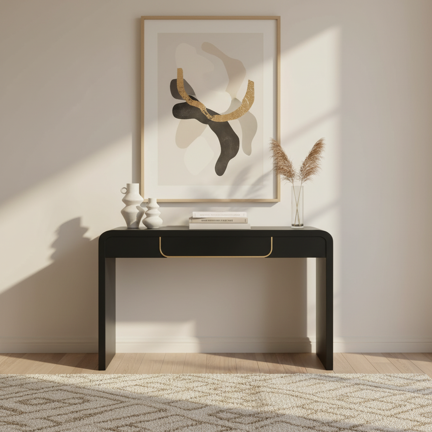 Noirvale Console Table, 47.25", Black