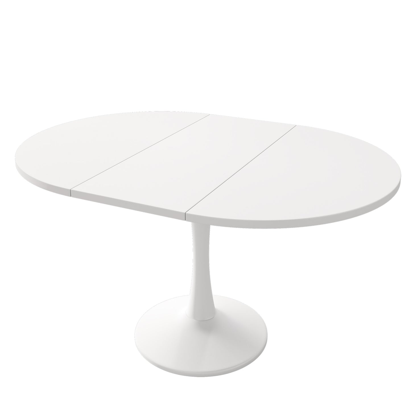 Noelle Extendable Round Dining Table, White, Seats 6
