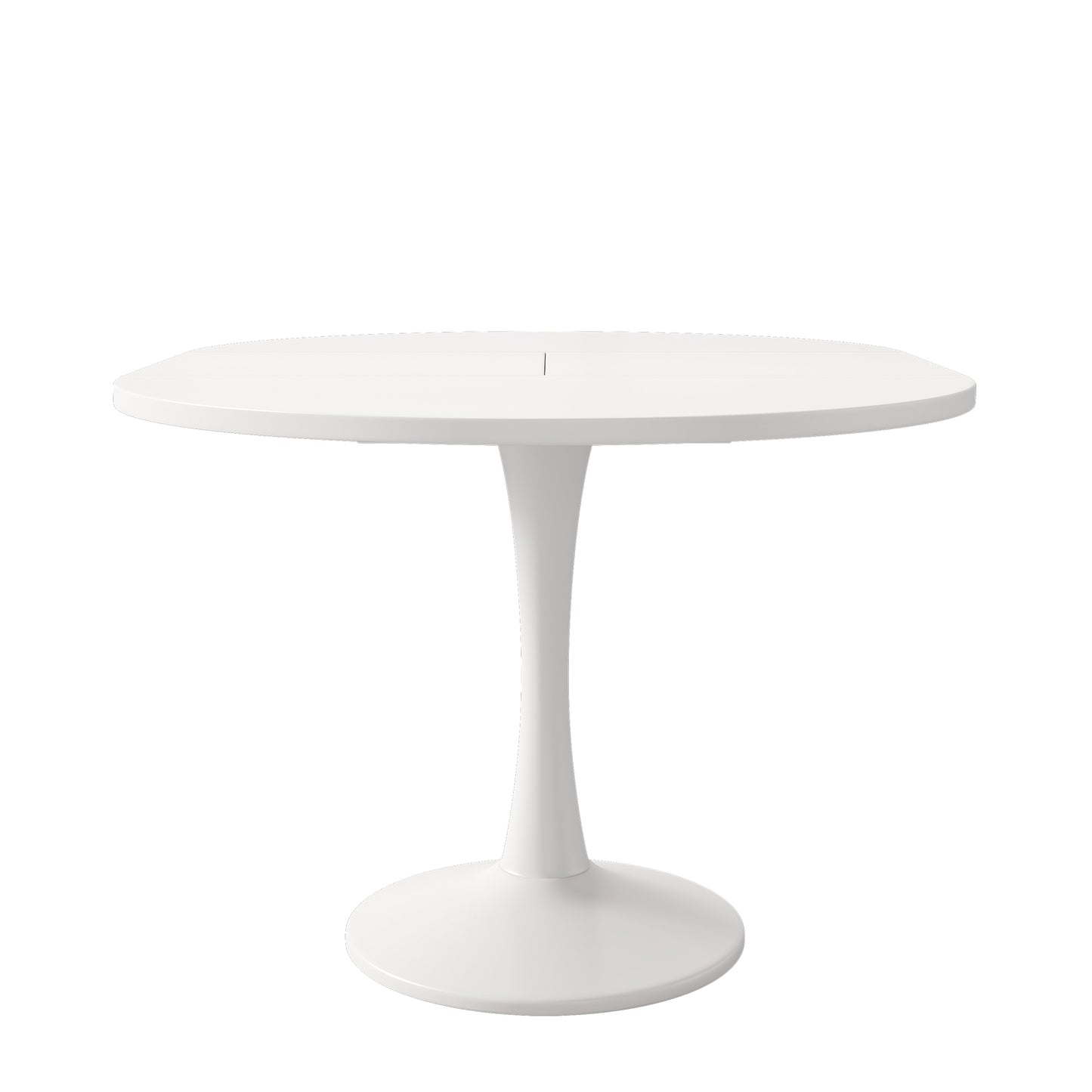 Noelle Extendable Round Dining Table, White, Seats 6