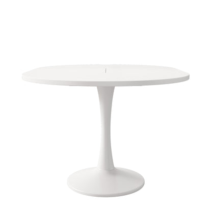 Noelle Extendable Round Dining Table, White, Seats 6
