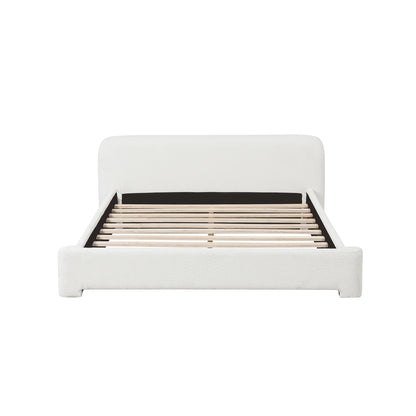 Aveline Boucle Upholstered Platform Bed, Queen, White