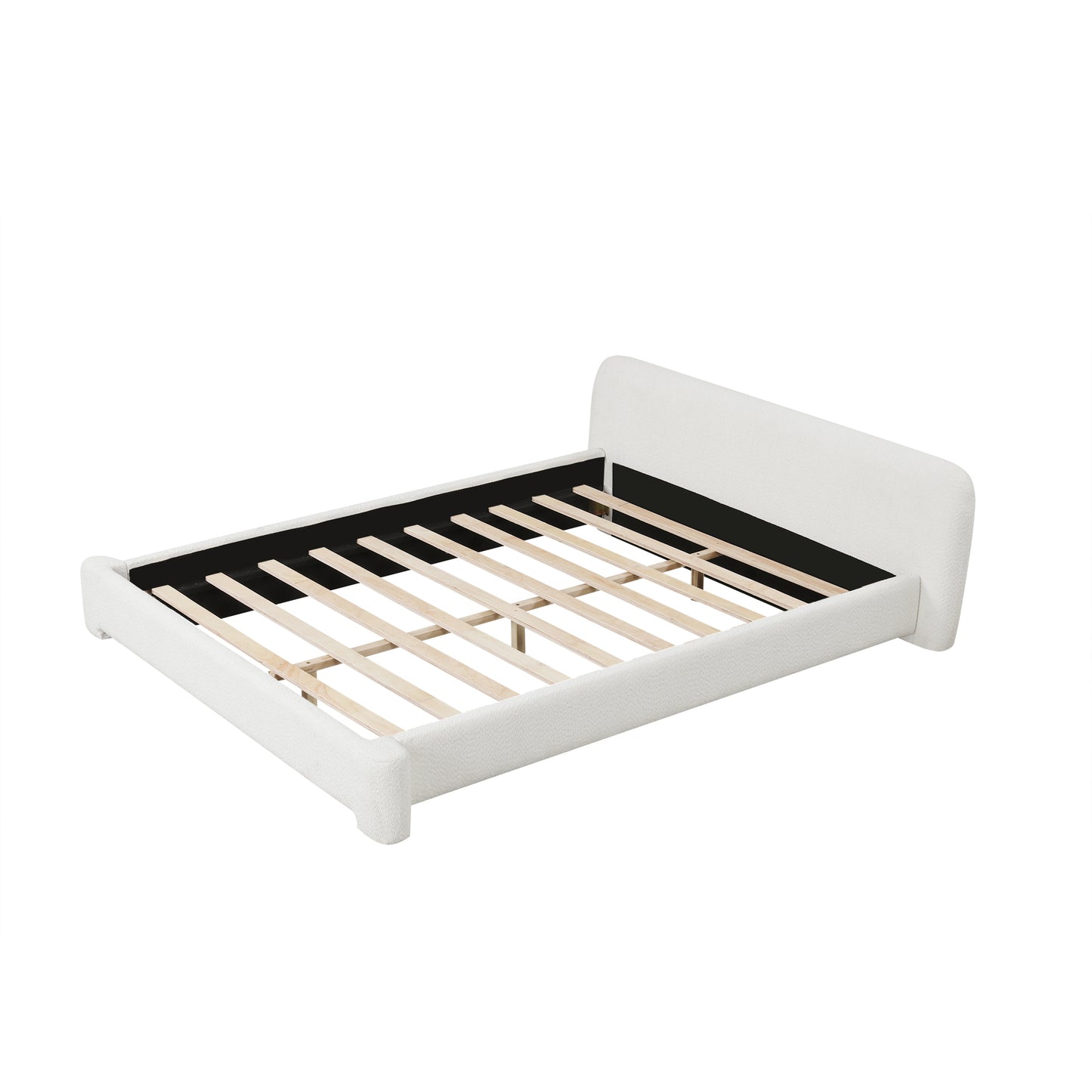 Aveline Boucle Upholstered Platform Bed, Queen, White