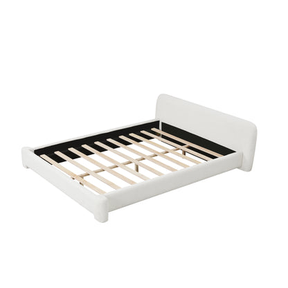 Aveline Boucle Upholstered Platform Bed, Queen, White