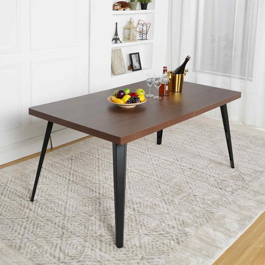 Stan Modern Dining Table, 63" Rectangular, Seats 6, Brown