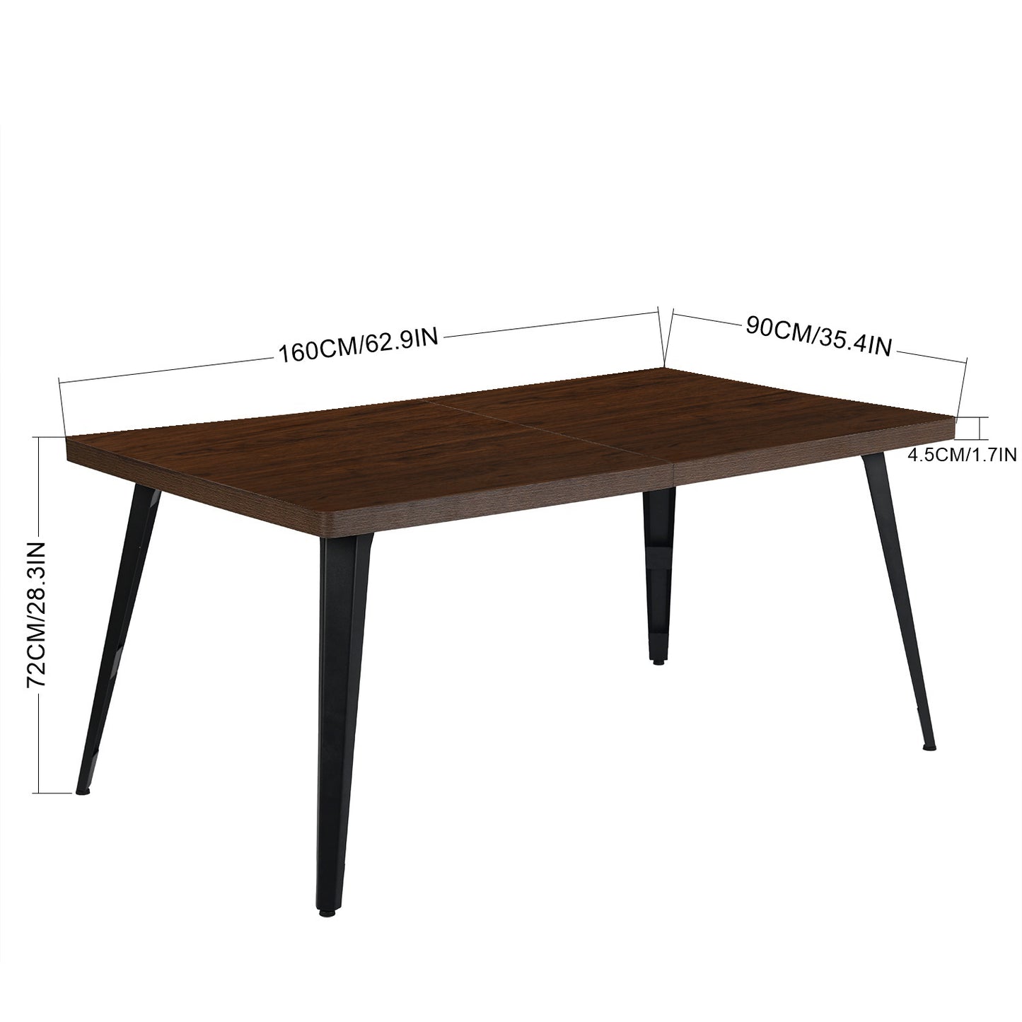 Stan Modern Dining Table, 63" Rectangular, Seats 6, Brown