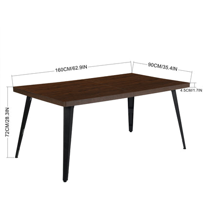 Stan Modern Dining Table, 63" Rectangular, Seats 6, Brown