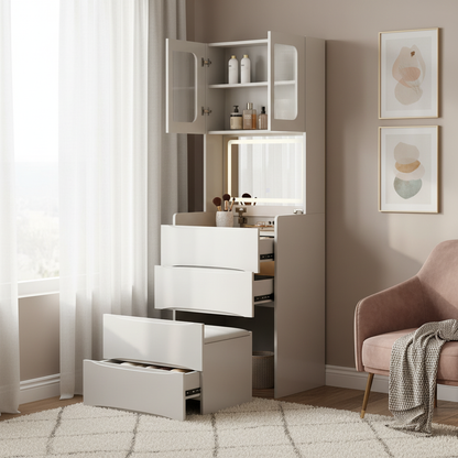 Serelle Makeup Vanity Desk Set, White