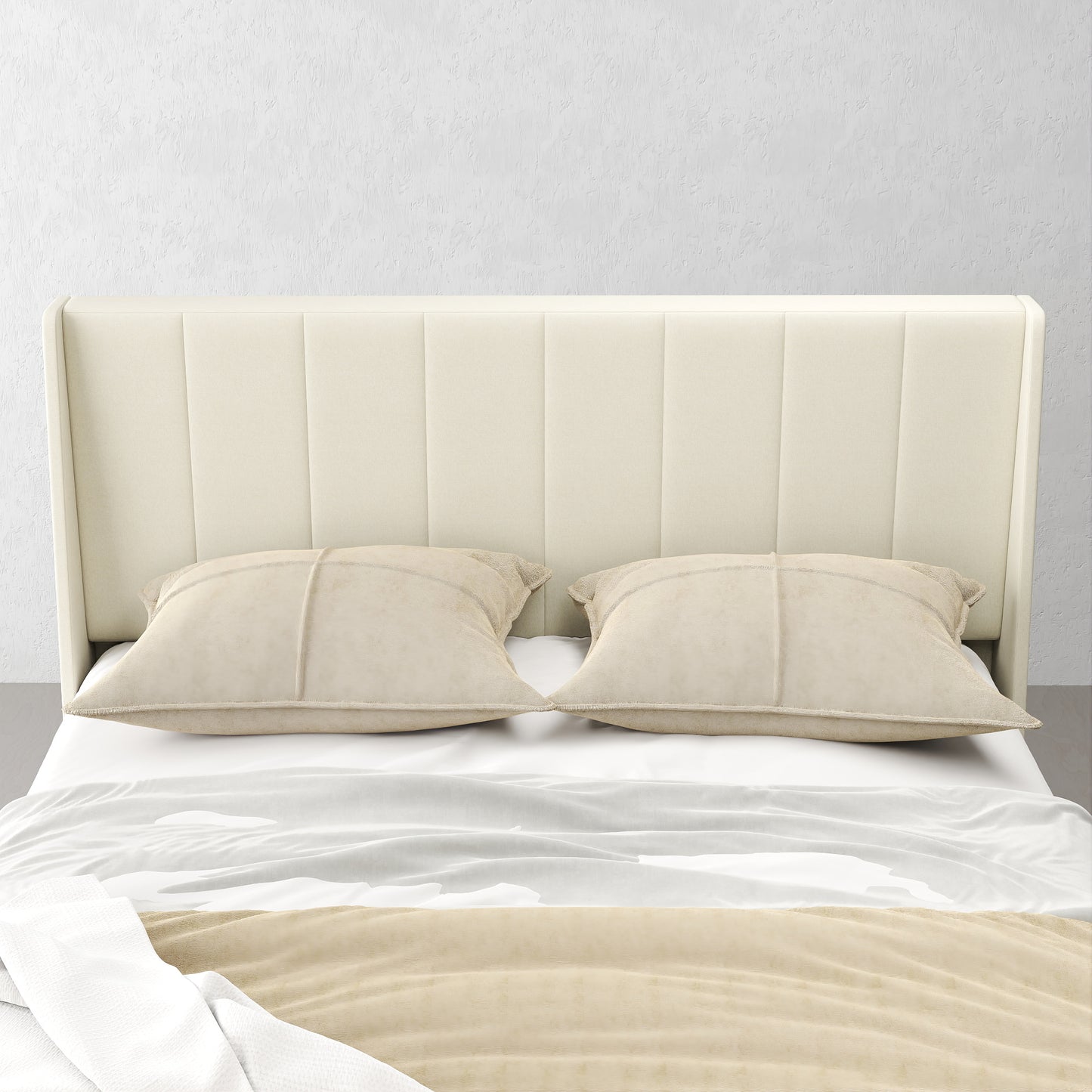 Summit Upholstered Storage Bed Frame with USB Charging, Queen, Beige