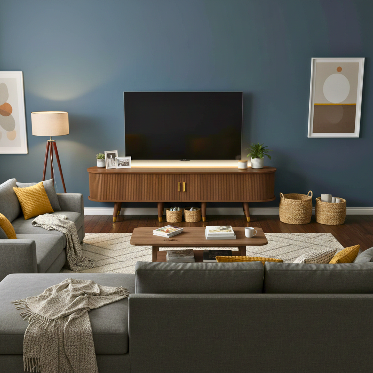 Westmere Sliding-Door TV Stand, Brown Wood-Look