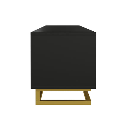 Meridian Geometric TV Stand with Gold Accents, 63", Black