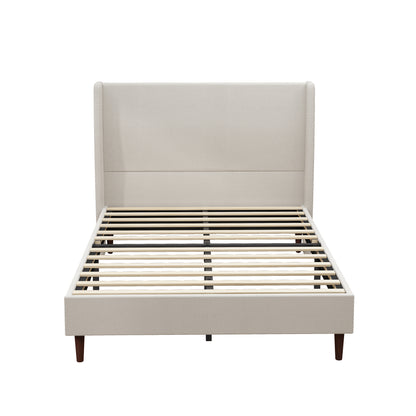 Ellington Upholstered Platform Bed Frame, Queen, Beige