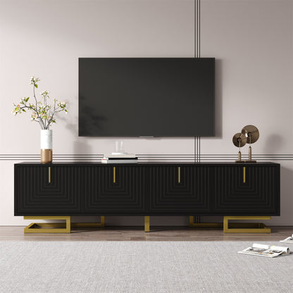 Meridian Geometric TV Stand with Gold Accents, 63", Black