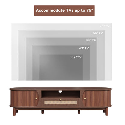 Linden TV Stand, 65", Dark Wood