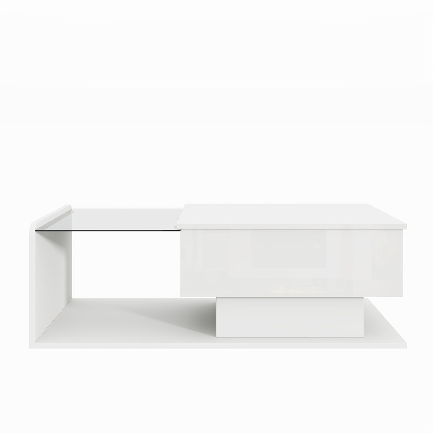 Mirella High-Gloss Lift-Top Coffee Table with LED Accent Lighting, White
