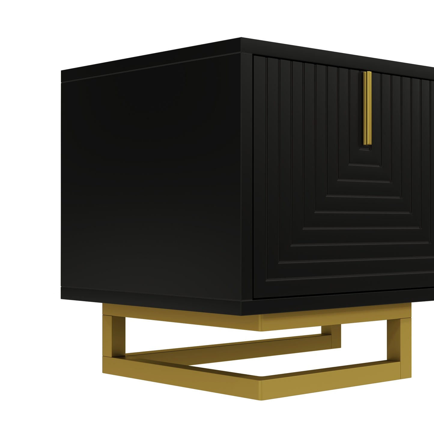 Meridian Geometric TV Stand with Gold Accents, 63", Black