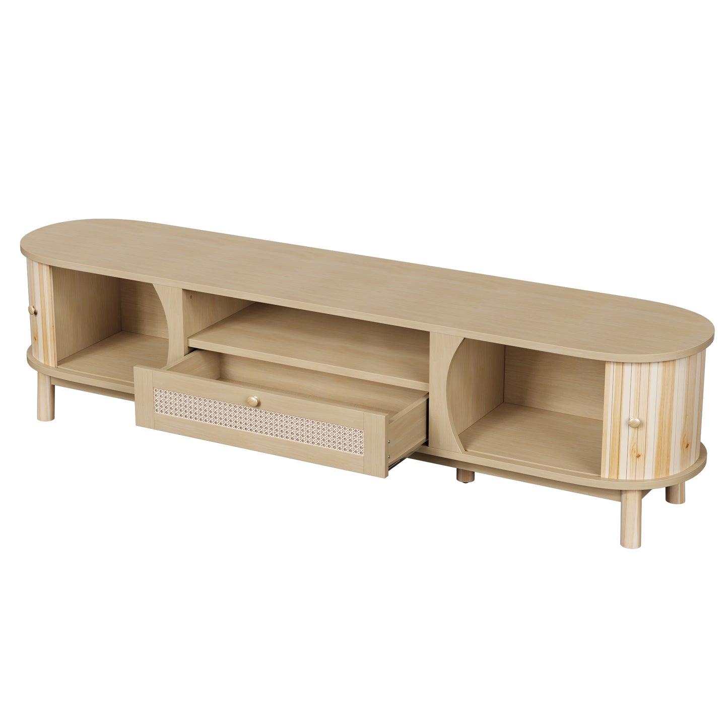 Linden TV Stand, 65", Light Wood