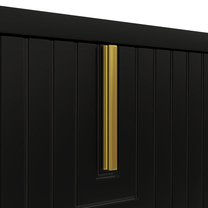 Meridian Geometric TV Stand with Gold Accents, 63", Black